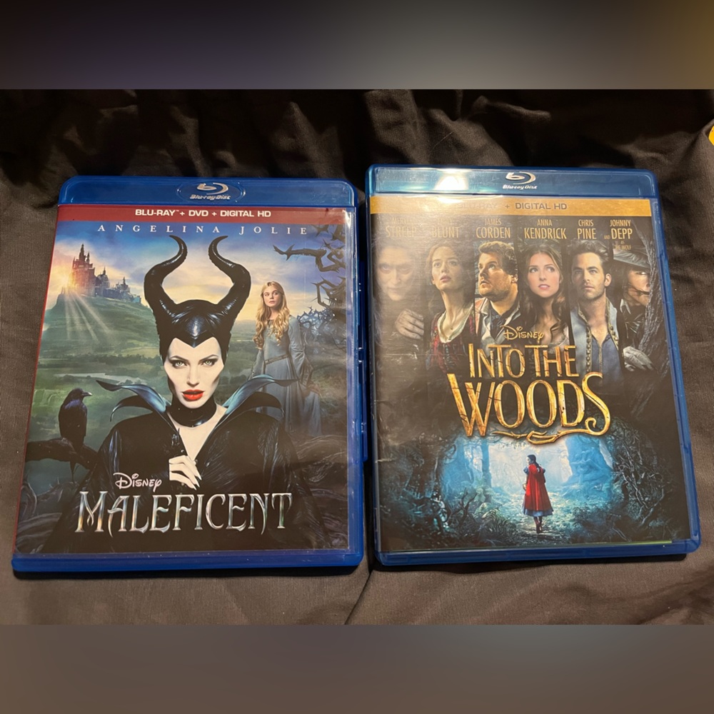 Disney DVD Blu Ray Bundle Maleficent Into The Woods
